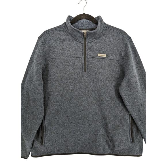 Eddie Bauer Fleece Sweater XXL Heather Navy Classic Fit High Neck 1/4 Zip Staple - Picture 2 of 12